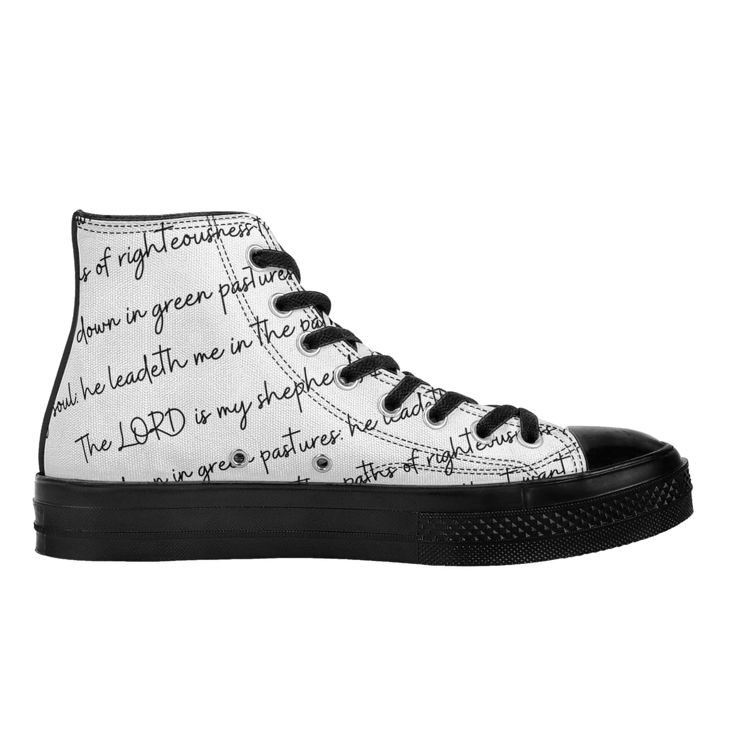 PSALM 23 Mens Classic Black High Top Canvas Shoes