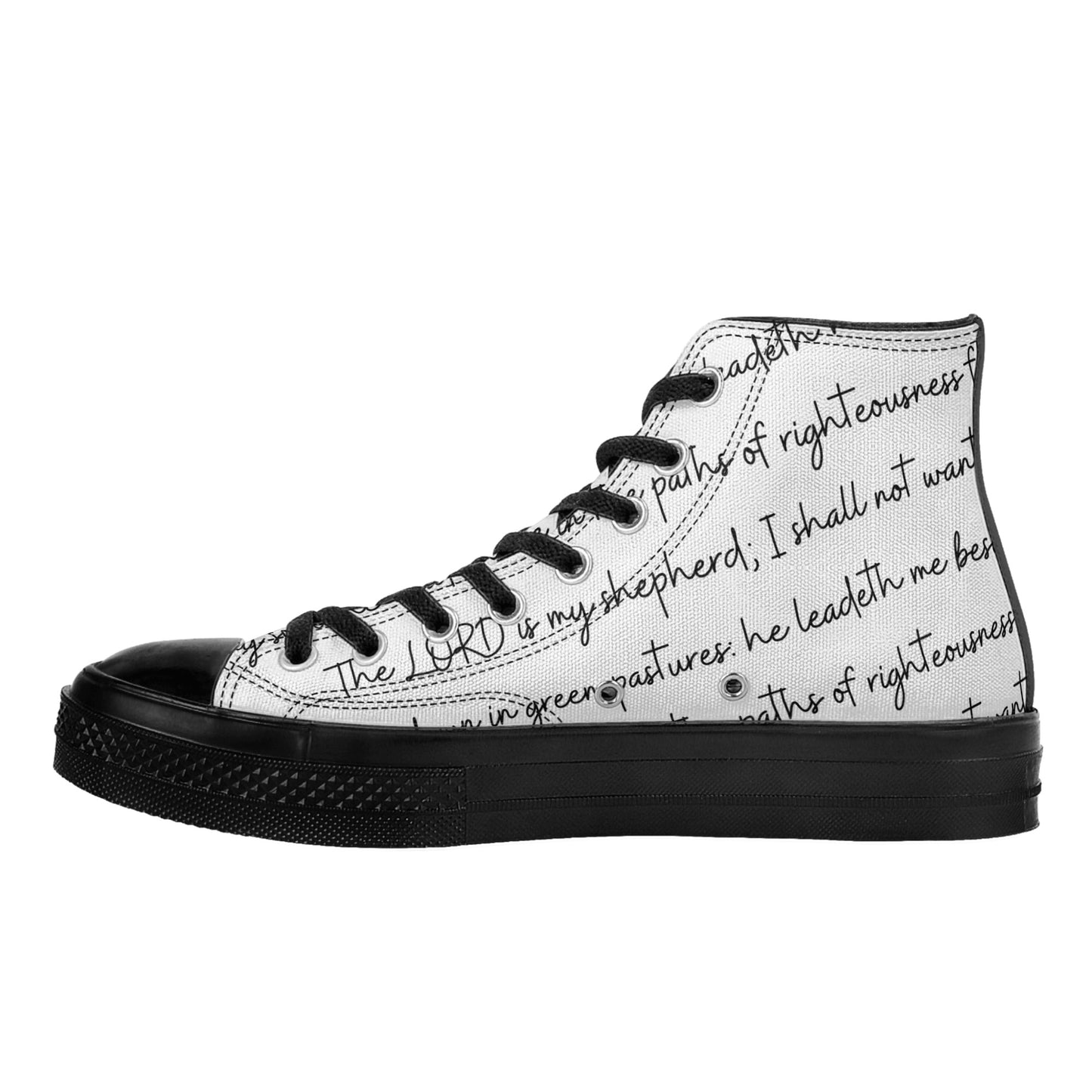 PSALM 23 Mens Classic Black High Top Canvas Shoes