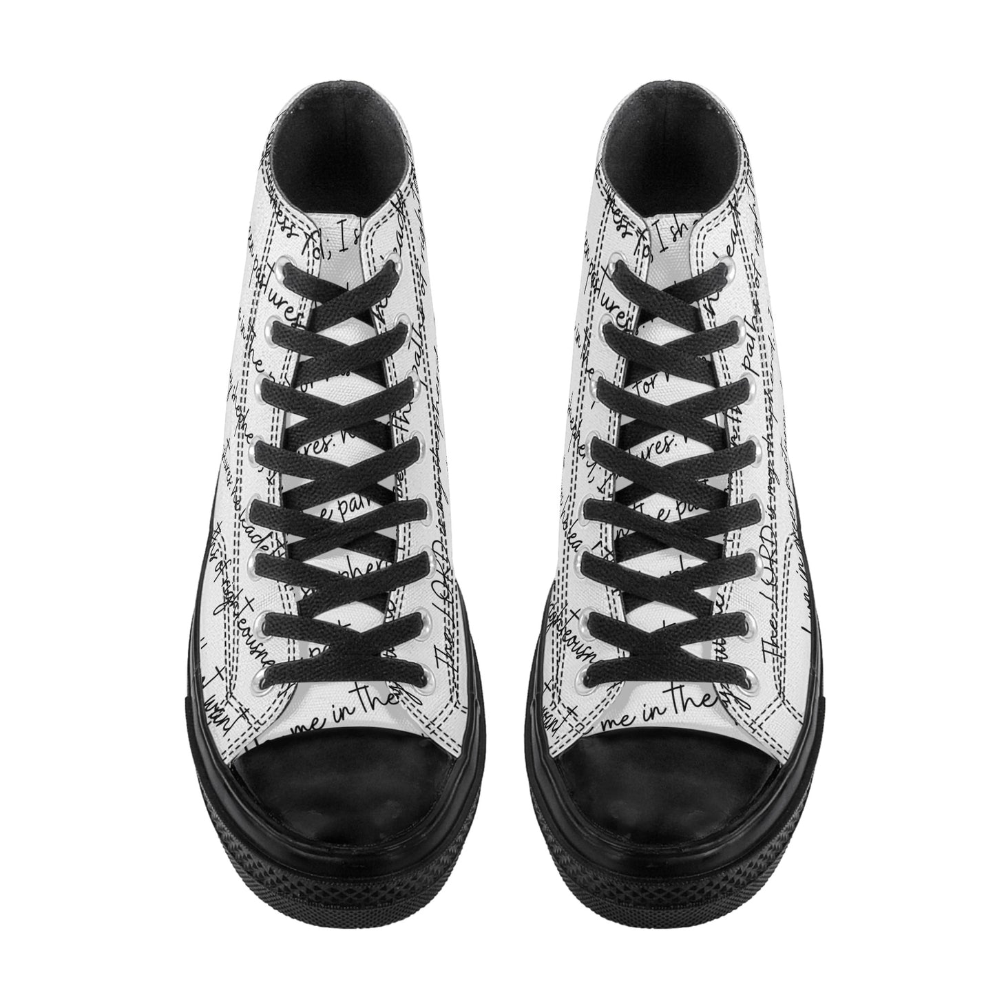 PSALM 23 Mens Classic Black High Top Canvas Shoes