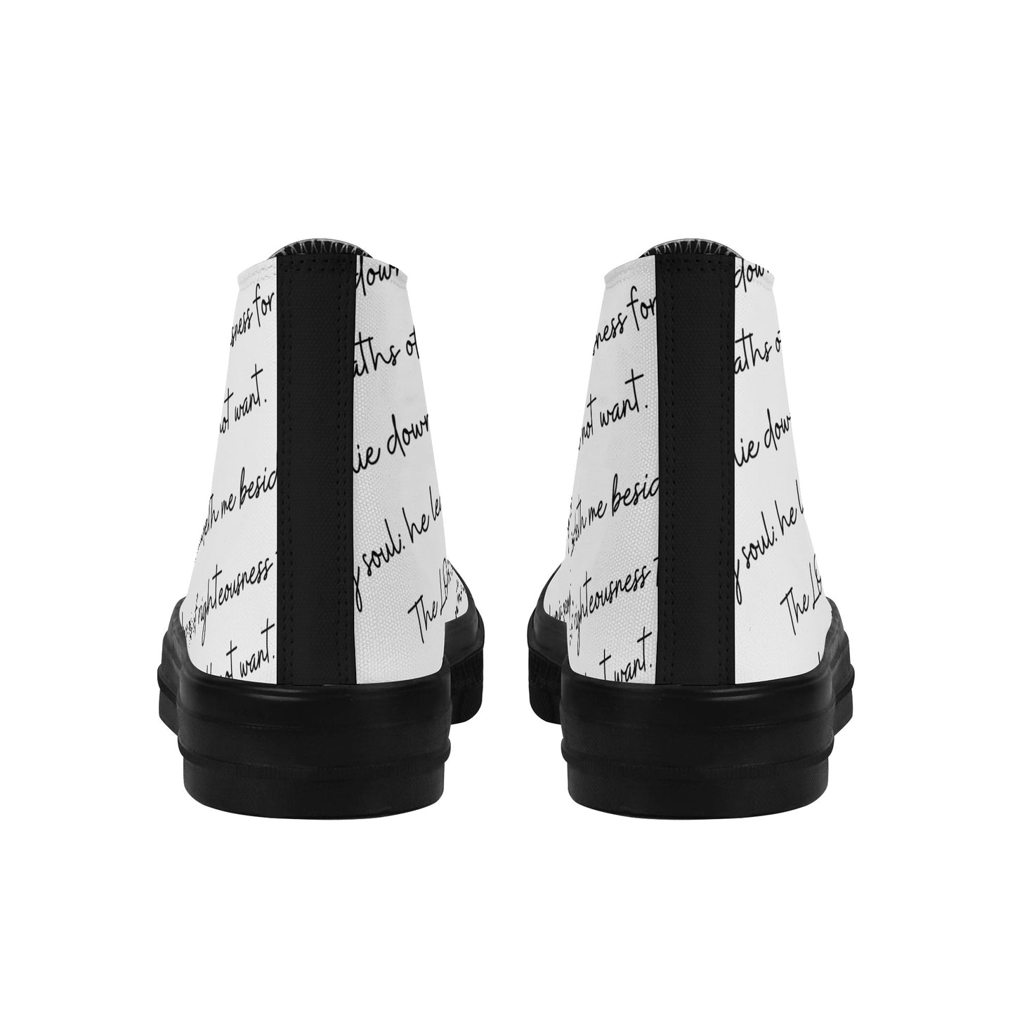 PSALM 23 Mens Classic Black High Top Canvas Shoes
