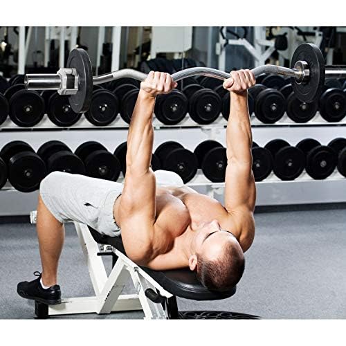 RitFit 2 Inch EZ Curl Bar with Weights, 700LBS Weight Capacity Olympic Curl Barbell for Bicep, Tricep and Weight Lifting Exercises