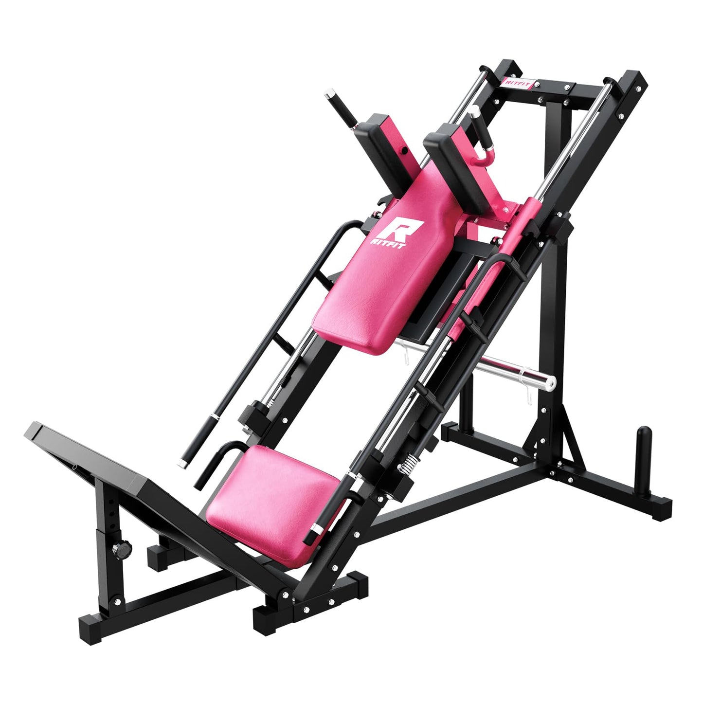 RitFit Leg Press Hack Squat Machine, Professional Adjustable Leg Press Machine for Home Gym with Linear Bearing, Specialty Hack Squat Machine for Full Lower Body Workout with Weight Storage Posts