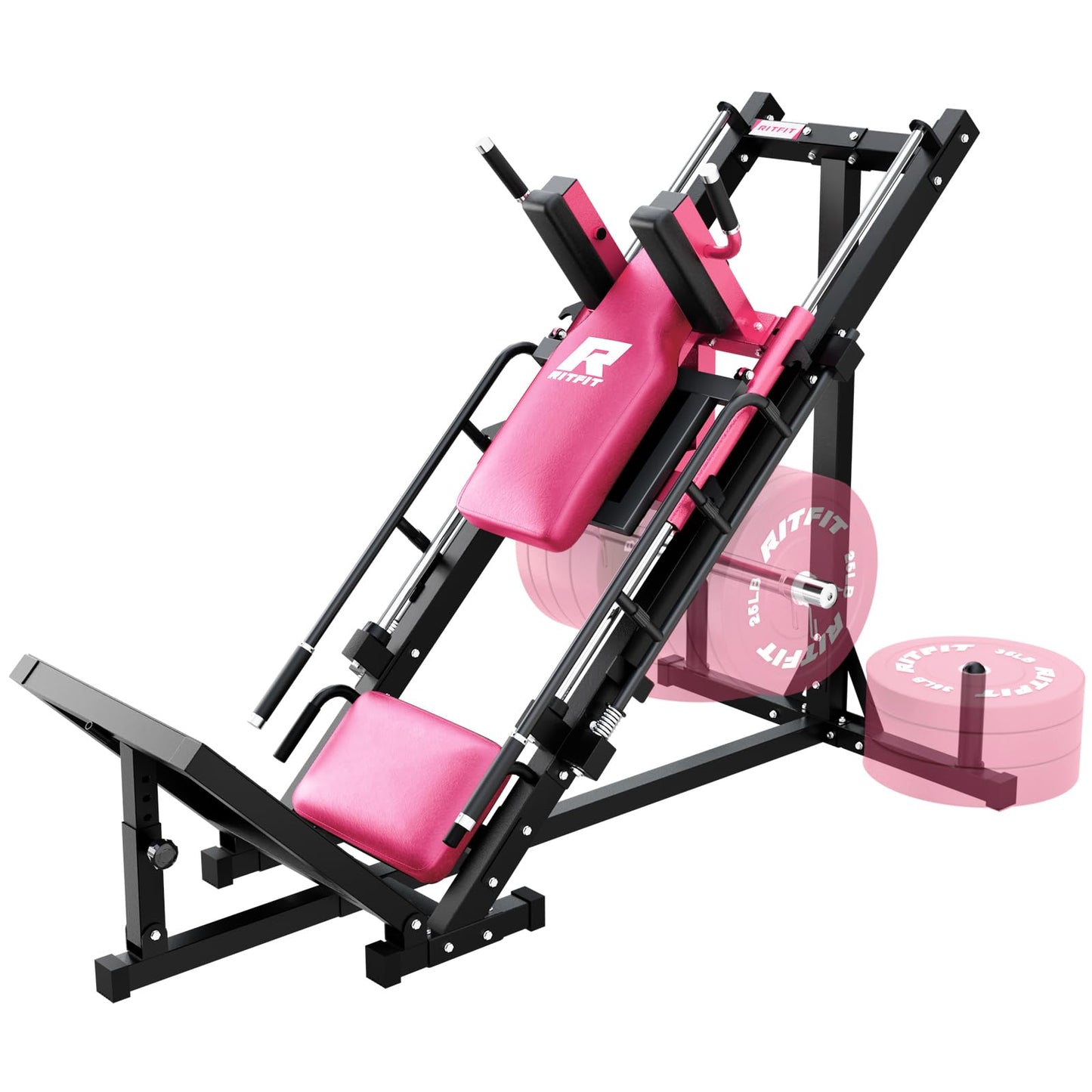 RitFit Leg Press Hack Squat Machine, Professional Adjustable Leg Press Machine for Home Gym with Linear Bearing, Specialty Hack Squat Machine for Full Lower Body Workout with Weight Storage Posts