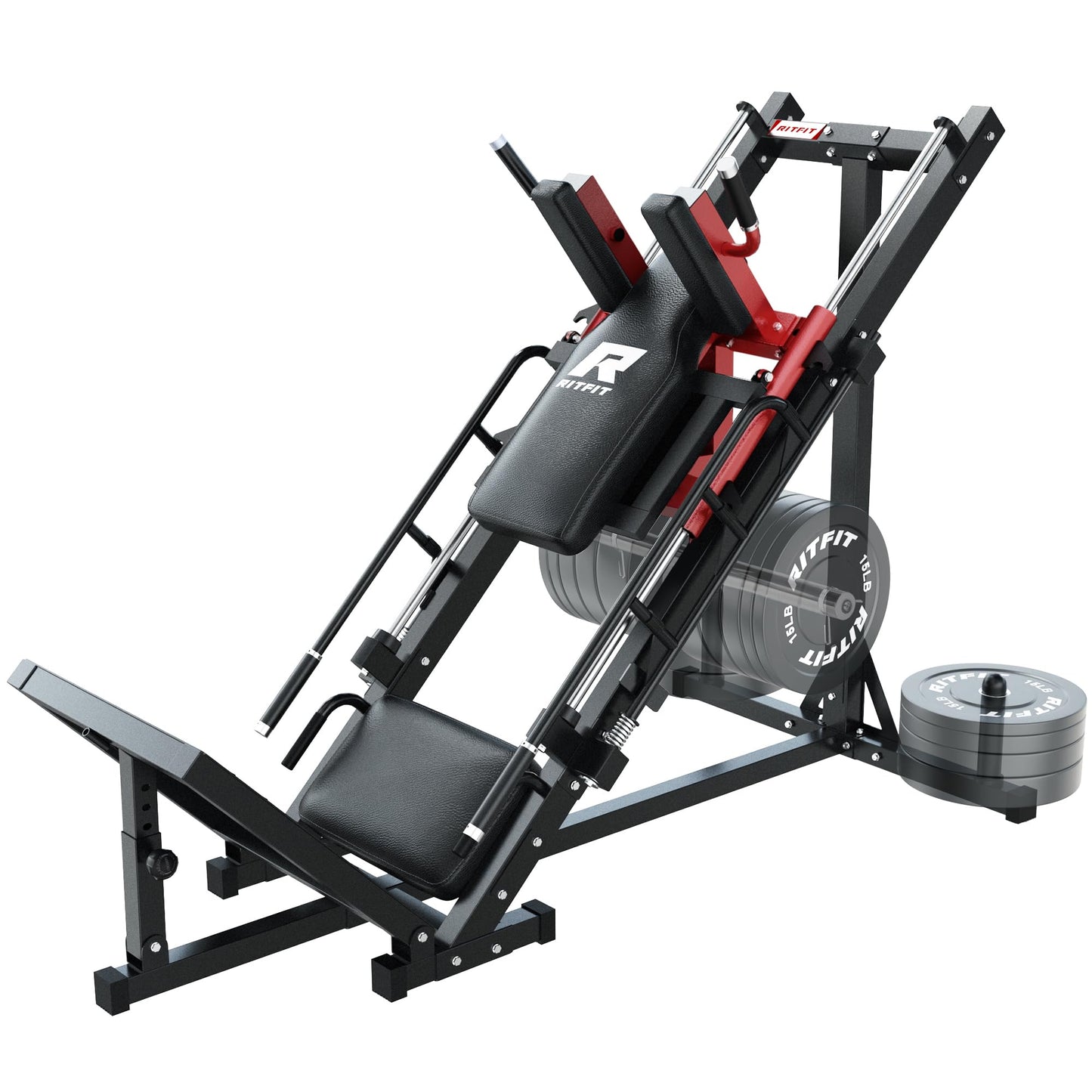 RitFit Leg Press Hack Squat Machine, Professional Adjustable Leg Press Machine for Home Gym with Linear Bearing, Specialty Hack Squat Machine for Full Lower Body Workout with Weight Storage Posts