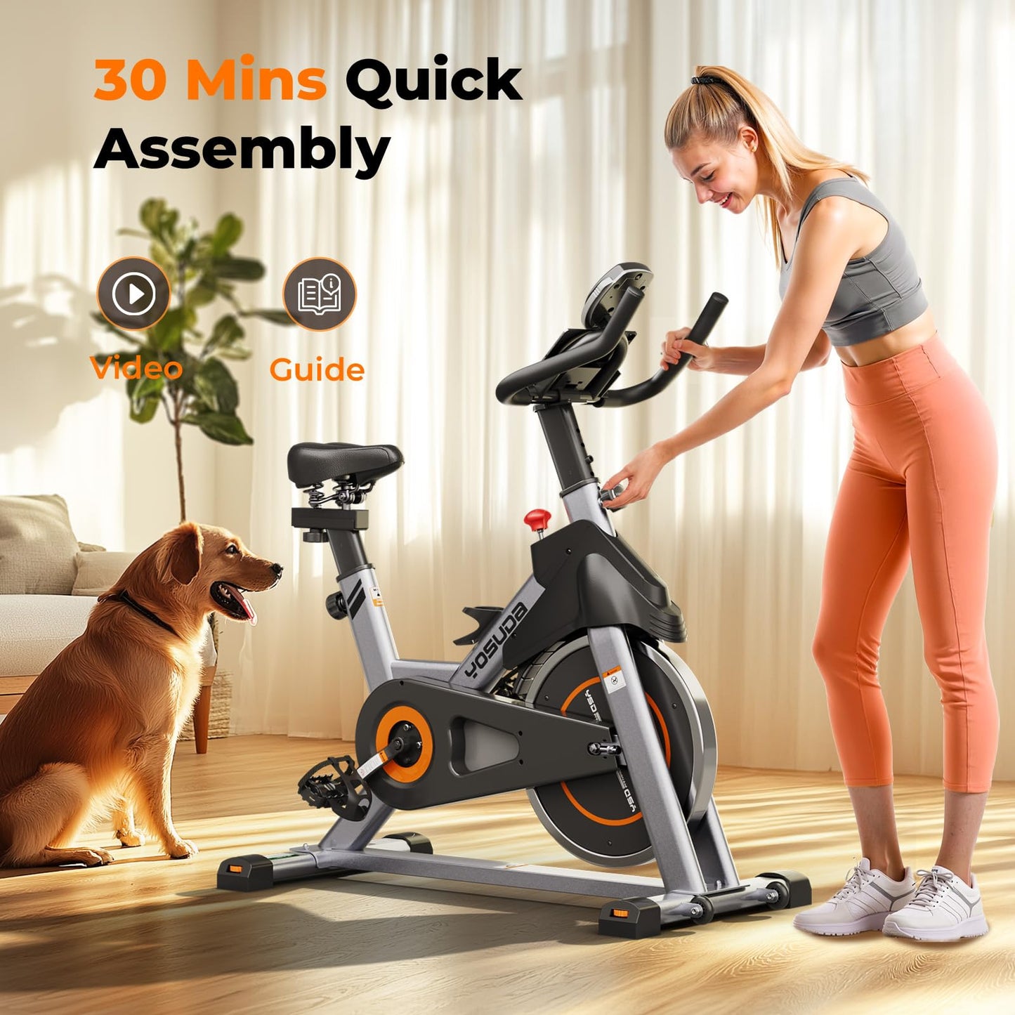 YOSUDA Indoor Cycling Bike Brake Pad/Magnetic Stationary Bike - Cycle Bike with Tablet Mount & Comfortable Seat Cushion