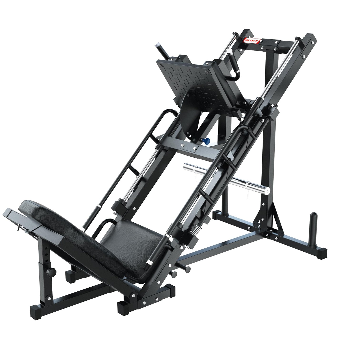 RitFit Leg Press Hack Squat Machine, Professional Adjustable Leg Press Machine for Home Gym with Linear Bearing, Specialty Hack Squat Machine for Full Lower Body Workout with Weight Storage Posts