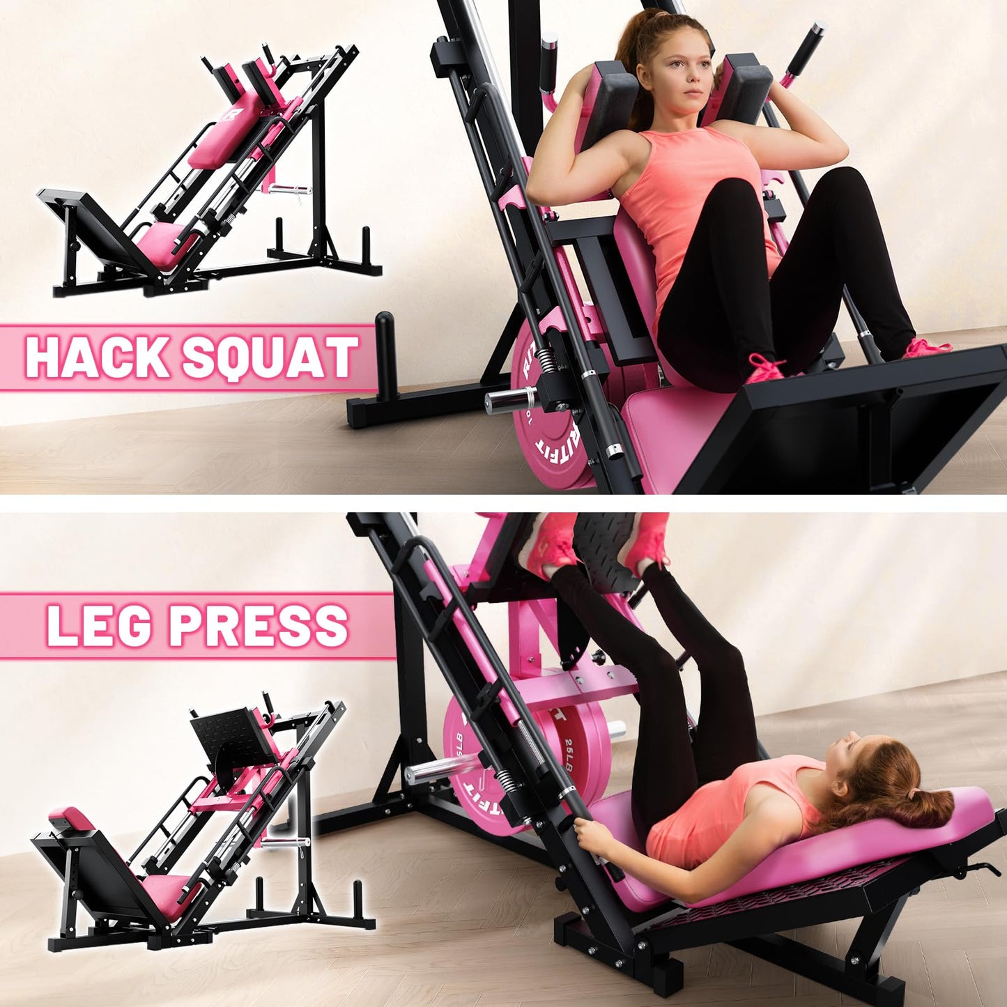 RitFit Leg Press Hack Squat Machine, Professional Adjustable Leg Press Machine for Home Gym with Linear Bearing, Specialty Hack Squat Machine for Full Lower Body Workout with Weight Storage Posts