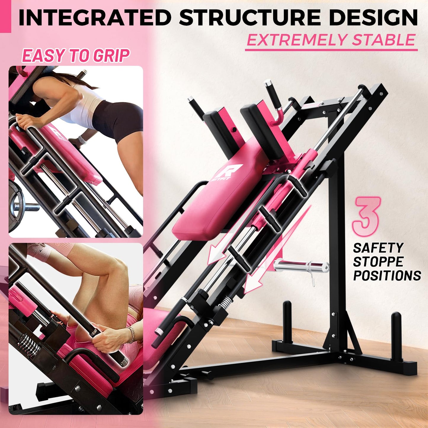 RitFit Leg Press Hack Squat Machine, Professional Adjustable Leg Press Machine for Home Gym with Linear Bearing, Specialty Hack Squat Machine for Full Lower Body Workout with Weight Storage Posts