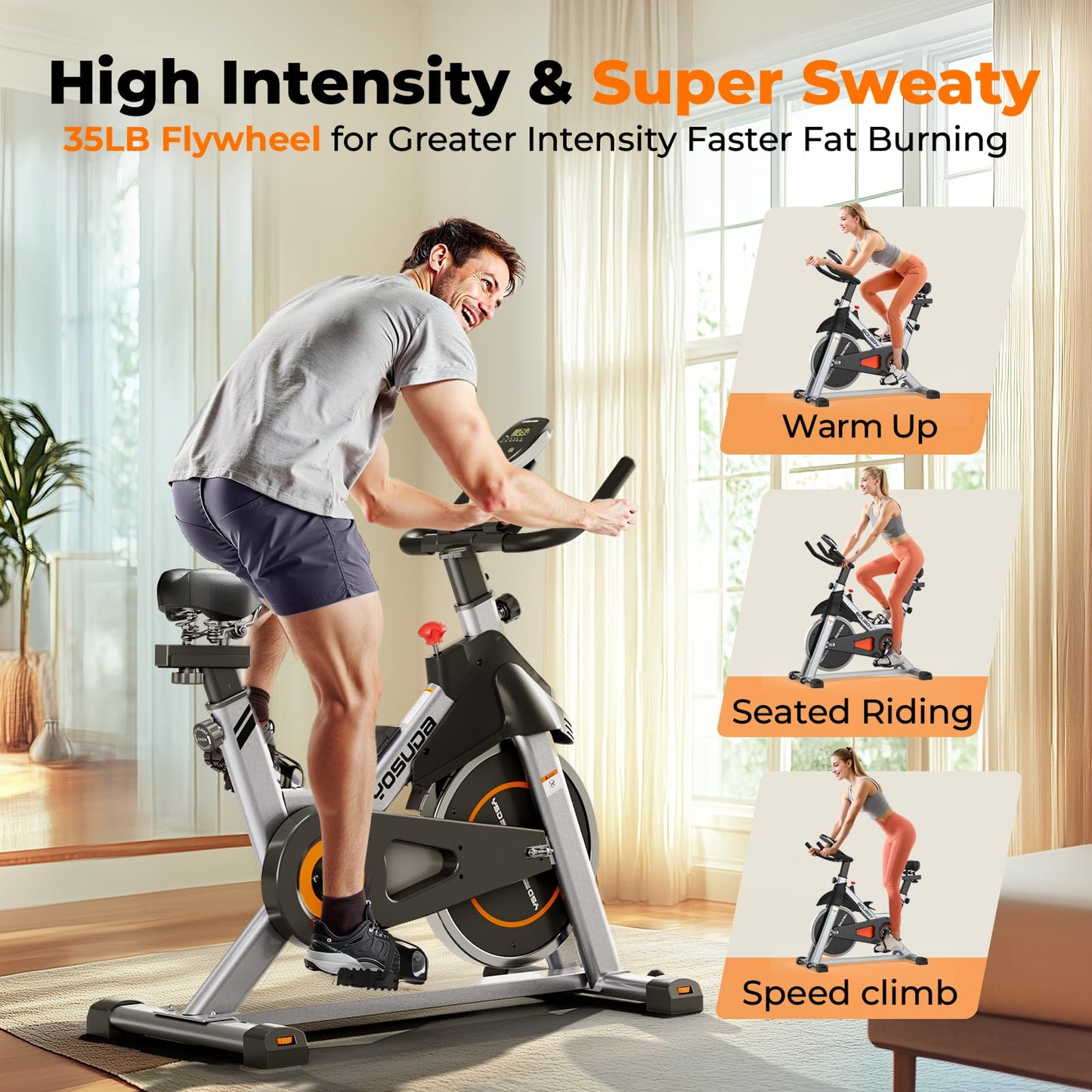 YOSUDA Indoor Cycling Bike Brake Pad/Magnetic Stationary Bike - Cycle Bike with Tablet Mount & Comfortable Seat Cushion