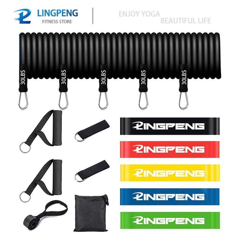 Resistance Bands Set 7 Piece Exercise Band Portable Home Gym Accessories Professional Fitness Elastic Rubber Workout Expander