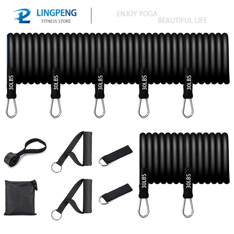 Resistance Bands Set 7 Piece Exercise Band Portable Home Gym Accessories Professional Fitness Elastic Rubber Workout Expander