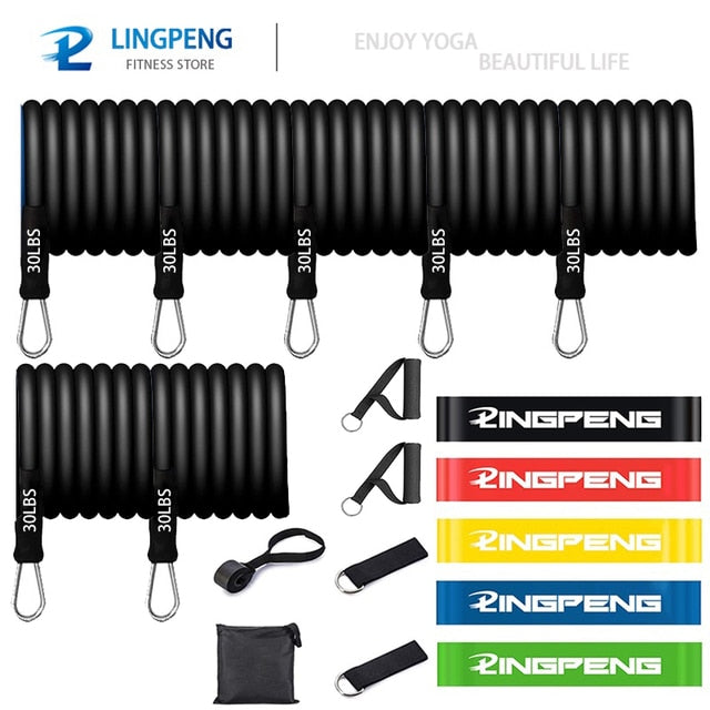 Resistance Bands Set 7 Piece Exercise Band Portable Home Gym Accessories Professional Fitness Elastic Rubber Workout Expander