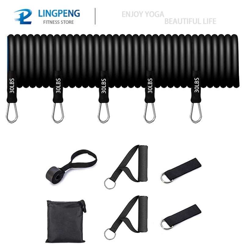 Resistance Bands Set 7 Piece Exercise Band Portable Home Gym Accessories Professional Fitness Elastic Rubber Workout Expander