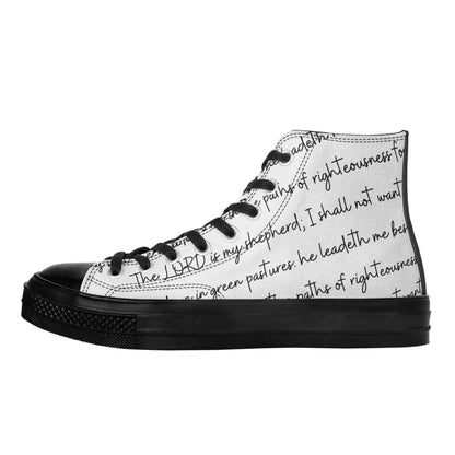 PSALM 23 Mens Classic Black High Top Canvas Shoes