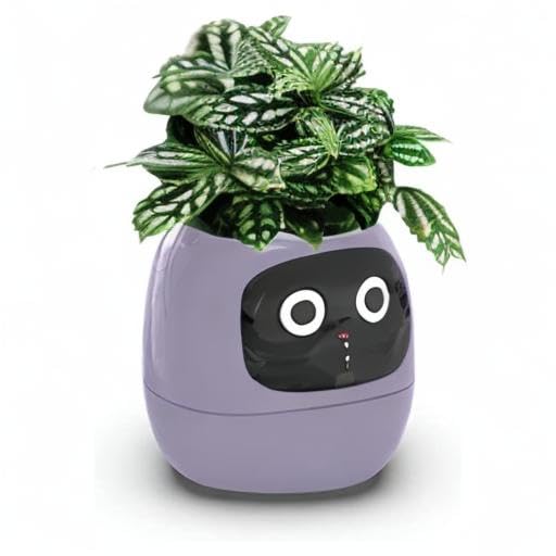 Smart pet Planter Robot Guidance on Plant Care with Emojis, Adorable Plant Companion with Rich Gesture Interaction, Neat Desk Setup Gift (Green)