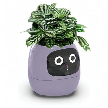 Smart pet Planter Robot Guidance on Plant Care with Emojis, Adorable Plant Companion with Rich Gesture Interaction, Neat Desk Setup Gift (Green)