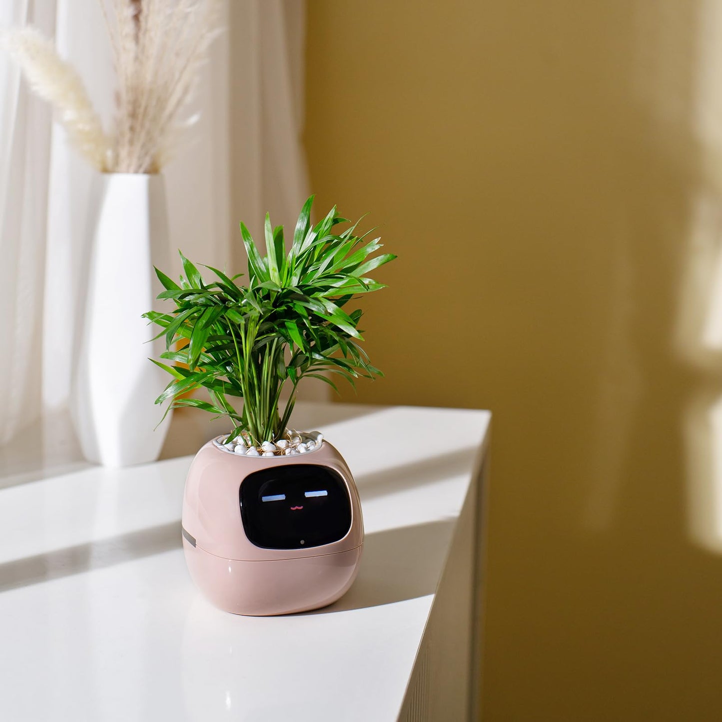 Smart pet Planter Robot Guidance on Plant Care with Emojis, Adorable Plant Companion with Rich Gesture Interaction, Neat Desk Setup Gift (Green)