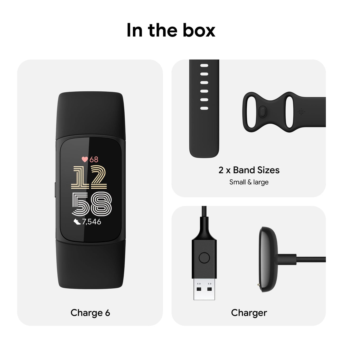 Fitbit Charge 6 Fitness Tracker with Google apps, Heart Rate on Exercise Equipment, 6-Months Premium Membership Included, GPS, Health Tools and More, Porcelain/Silver, One Size (S & L Bands Included)