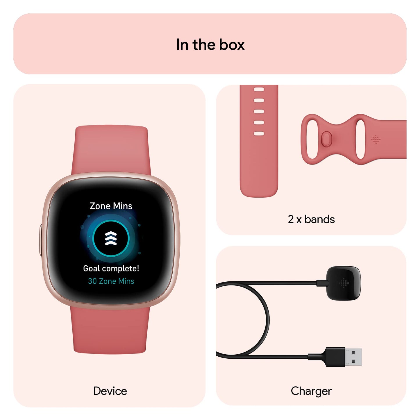 Fitbit Versa 4 Fitness Smartwatch with Daily Readiness, GPS, 24/7 Heart Rate, 40+ Exercise Modes, Sleep Tracking and more, Black/Graphite, One Size (S & L Bands Included)