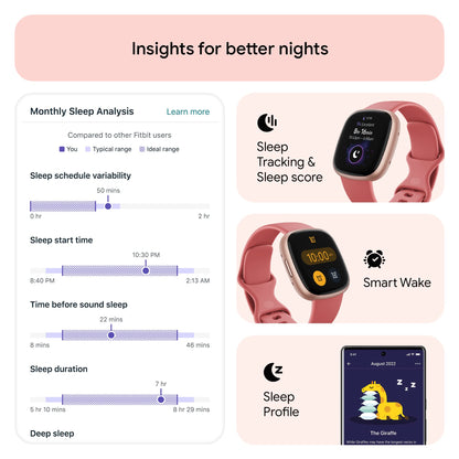 Fitbit Versa 4 Fitness Smartwatch with Daily Readiness, GPS, 24/7 Heart Rate, 40+ Exercise Modes, Sleep Tracking and more, Black/Graphite, One Size (S & L Bands Included)