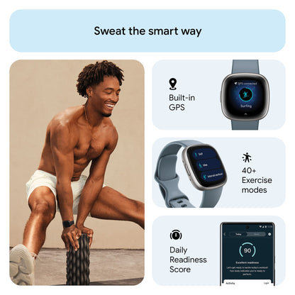 Fitbit Versa 4 Fitness Smartwatch with Daily Readiness, GPS, 24/7 Heart Rate, 40+ Exercise Modes, Sleep Tracking and more, Black/Graphite, One Size (S & L Bands Included)