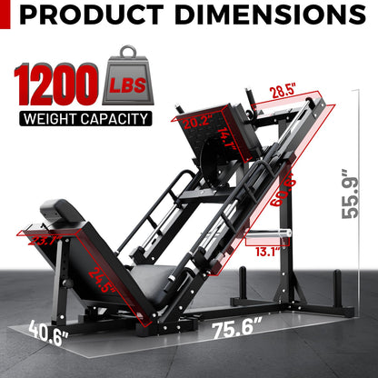 RitFit Leg Press Hack Squat Machine, Professional Adjustable Leg Press Machine for Home Gym with Linear Bearing, Specialty Hack Squat Machine for Full Lower Body Workout with Weight Storage Posts