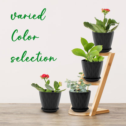 6 inch Plant Pots, 5 Pack Flower Pots Outdoor Indoor, Planters with Drainage Holes and Tray Saucers（Multicolor）