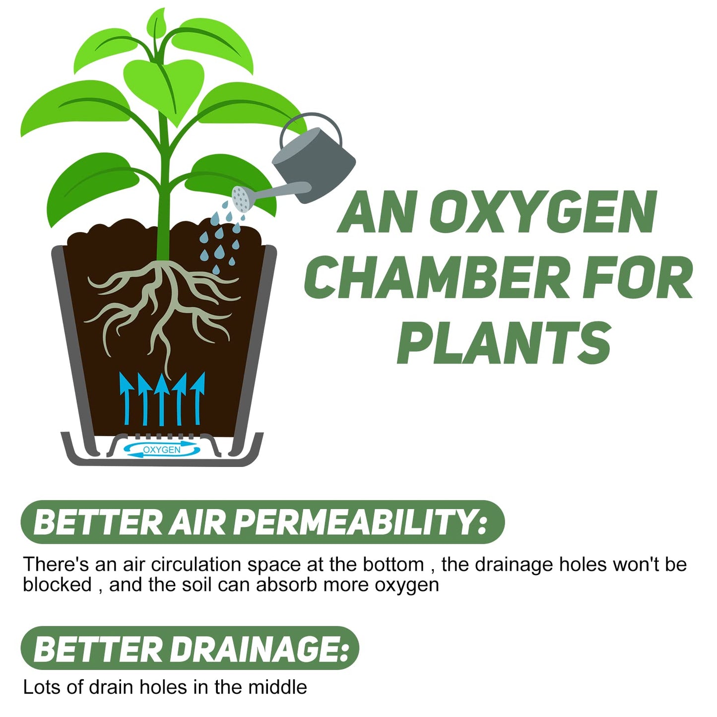 Indoor Self Watering Planters with Drainage Holes and Saucers, 8, 7, 6.5, 6, 5.5, 5 Inches, Black, 6 Pots
