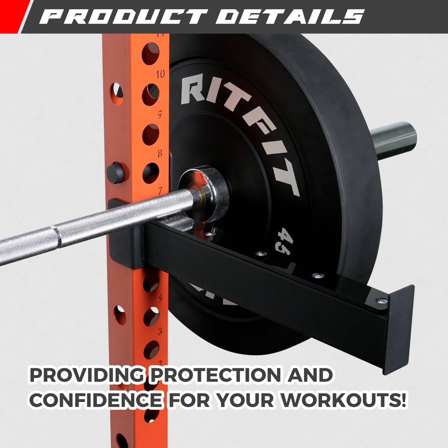 RitFit Multi-Functional Folding Squat Rack for Home Gym, 2.36'' x 2.36'' Wall Mounted Squat Rack with Attachments - Space Saving Squat Power Rack
