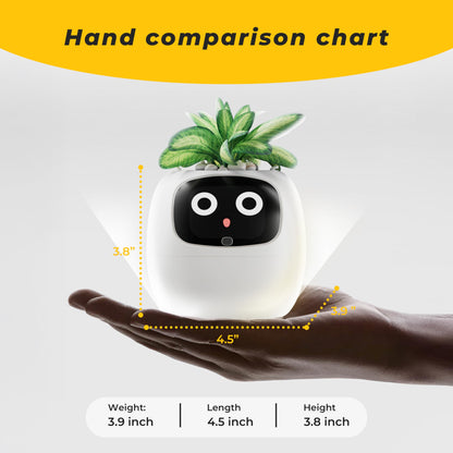 Smart pet Planter Robot Guidance on Plant Care with Emojis, Adorable Plant Companion with Rich Gesture Interaction, Neat Desk Setup Gift (Green)