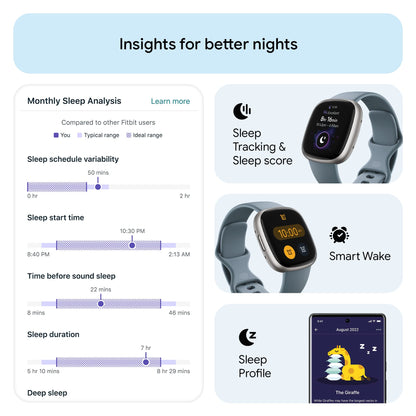 Fitbit Versa 4 Fitness Smartwatch with Daily Readiness, GPS, 24/7 Heart Rate, 40+ Exercise Modes, Sleep Tracking and more, Black/Graphite, One Size (S & L Bands Included)