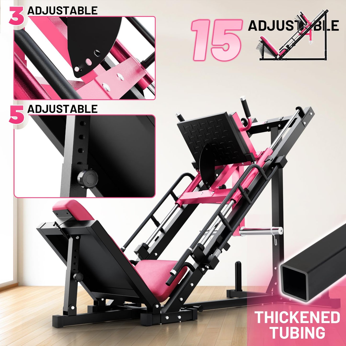 RitFit Leg Press Hack Squat Machine, Professional Adjustable Leg Press Machine for Home Gym with Linear Bearing, Specialty Hack Squat Machine for Full Lower Body Workout with Weight Storage Posts