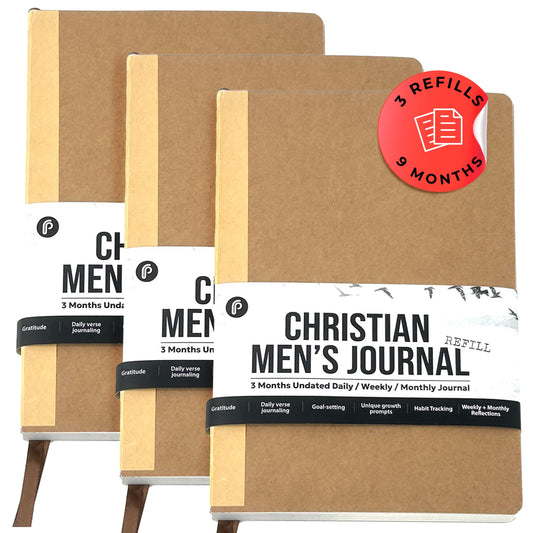Prazoli Leather Christian Bible Prayer Journal For Men - Study Scripture Notebook & Planner Daily Devotional Undated | Religious Jesus Faith Gifts for Graduation, Pastor Baptism & Church, Cross