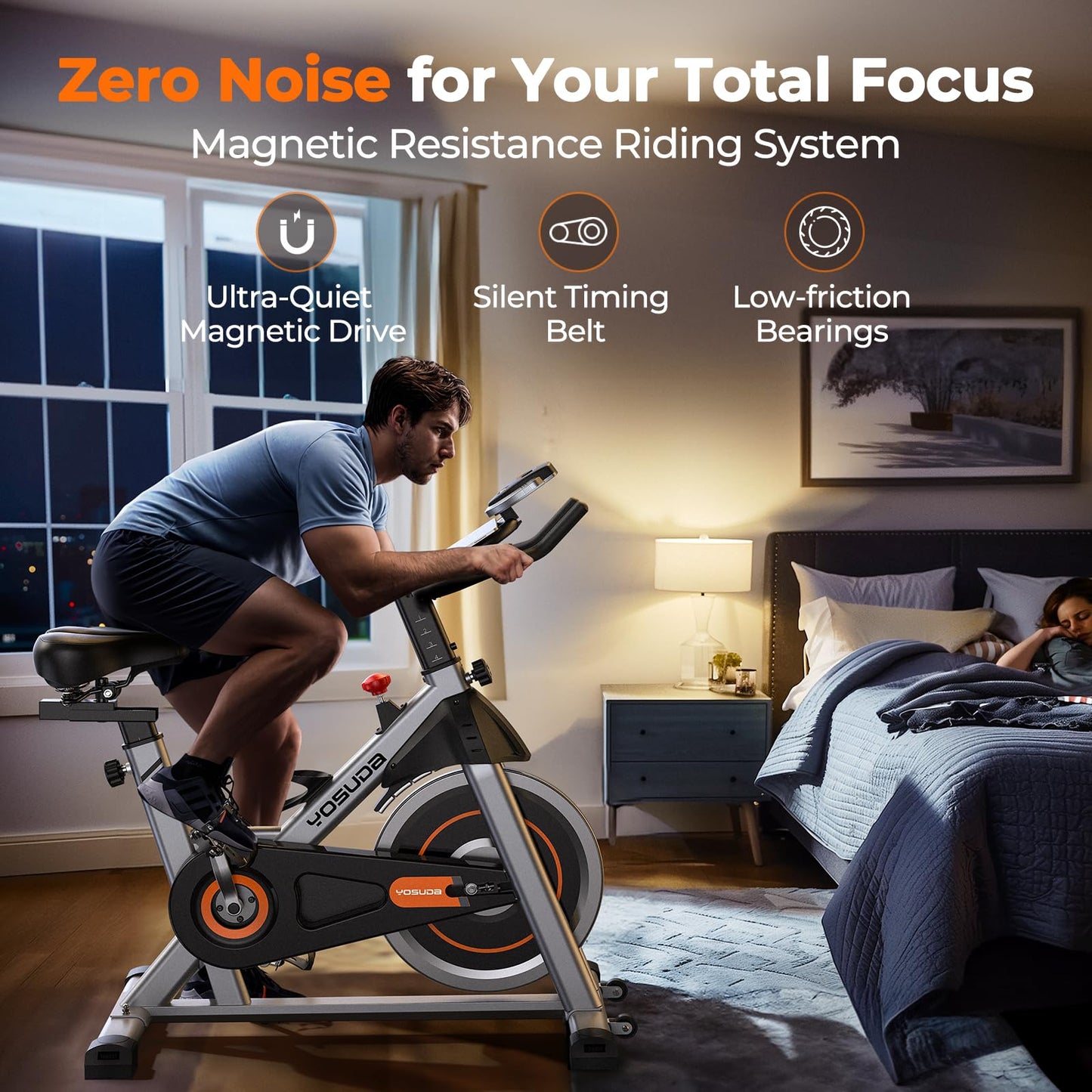 YOSUDA Indoor Cycling Bike Brake Pad/Magnetic Stationary Bike - Cycle Bike with Tablet Mount & Comfortable Seat Cushion