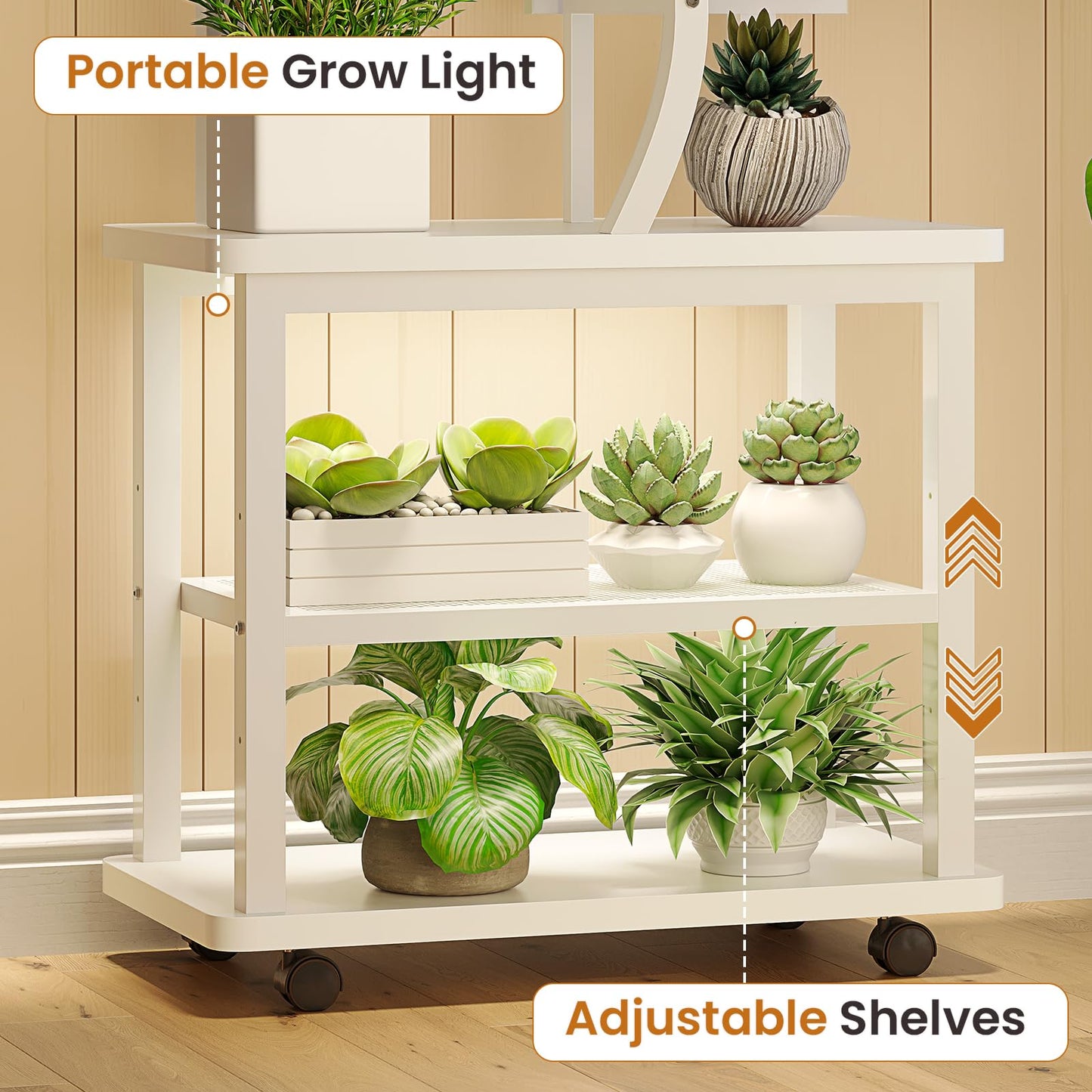 Itaar Plant Stand Indoor with Grow Lights, 9 Tiered Plant Shelf Indoor, 71" Tall Plant Stands with Wheels, S-Shaped Metal Plant Stand Display for Living Room, Patio(Rustic Brown)