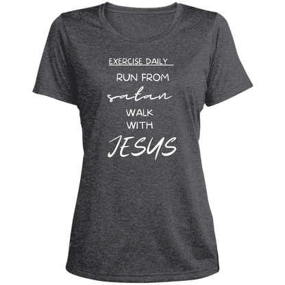 Exercise Daily Ladies' Heather Scoop Neck Performance Tee